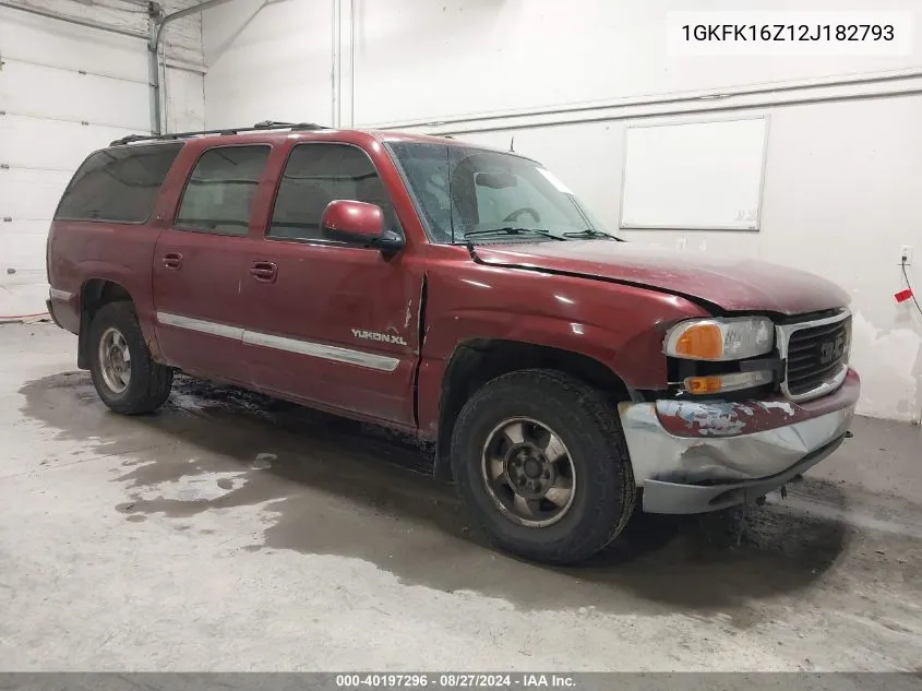 2002 GMC Yukon Xl 1500 Slt VIN: 1GKFK16Z12J182793 Lot: 40197296