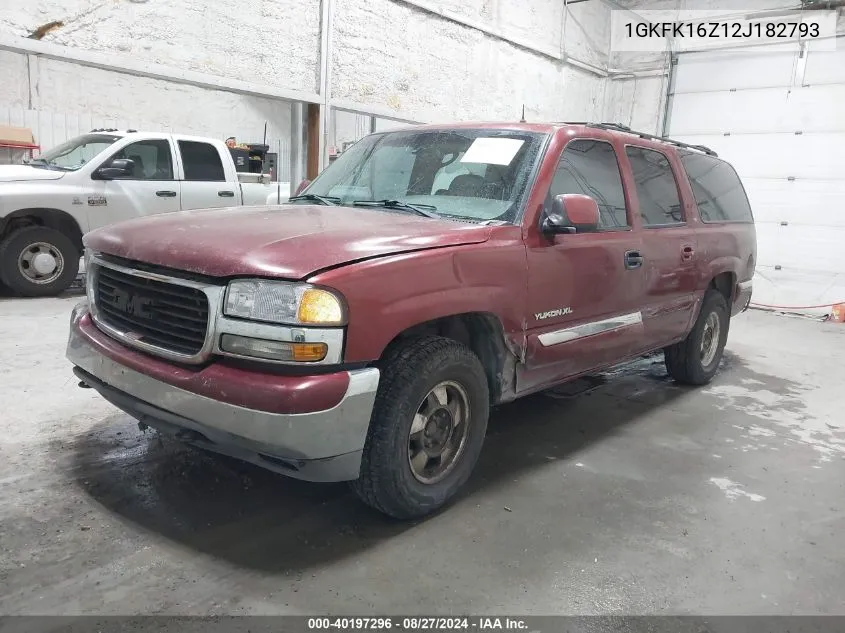 2002 GMC Yukon Xl 1500 Slt VIN: 1GKFK16Z12J182793 Lot: 40197296