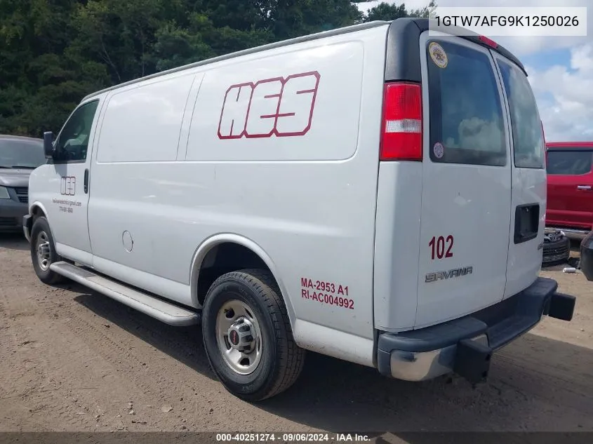 1GTW7AFG9K1250026 2019 GMC Savana 2500 Work Van