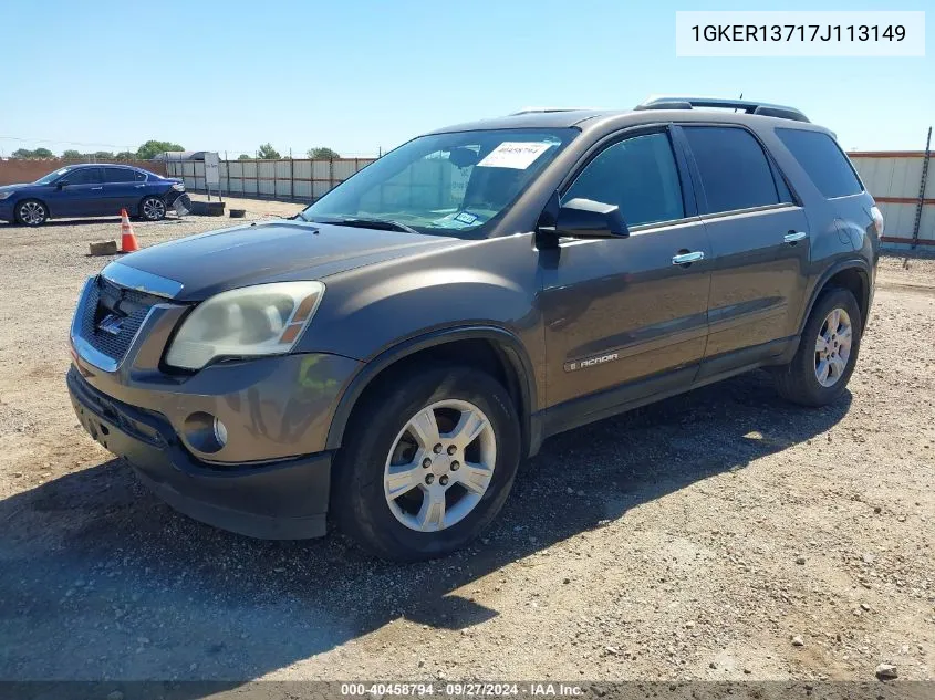 1GKER13717J113149 2007 GMC Acadia Sle-1