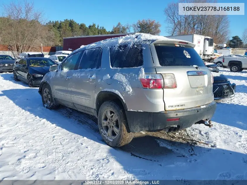 1GKEV23778J168188 2008 GMC Acadia
