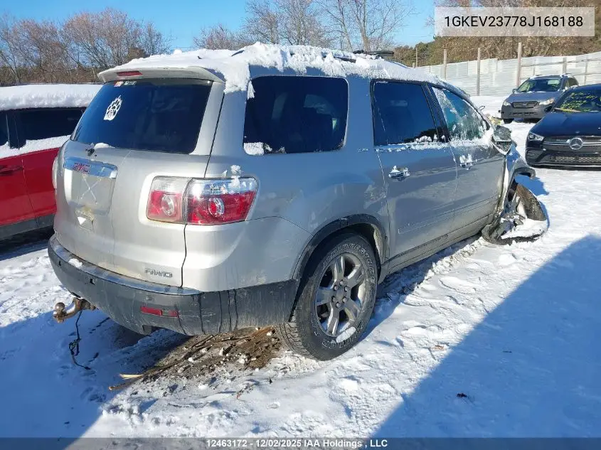 1GKEV23778J168188 2008 GMC Acadia