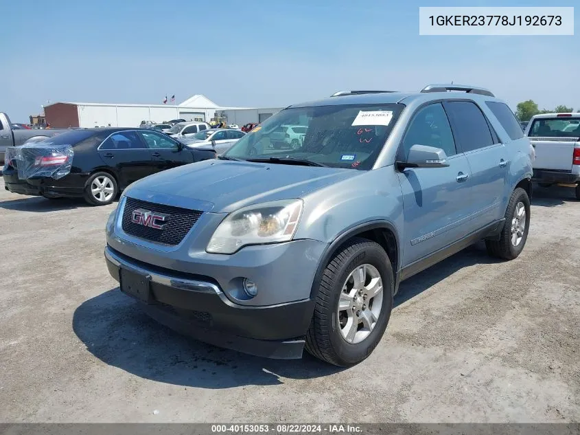 1GKER23778J192673 2008 GMC Acadia Slt-1