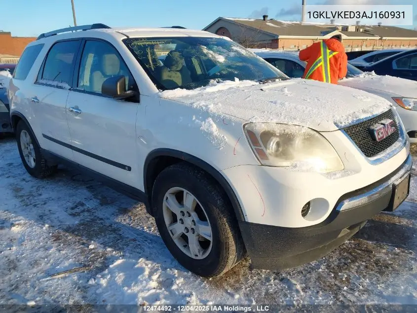 1GKLVKED3AJ160931 2010 GMC Acadia Sle