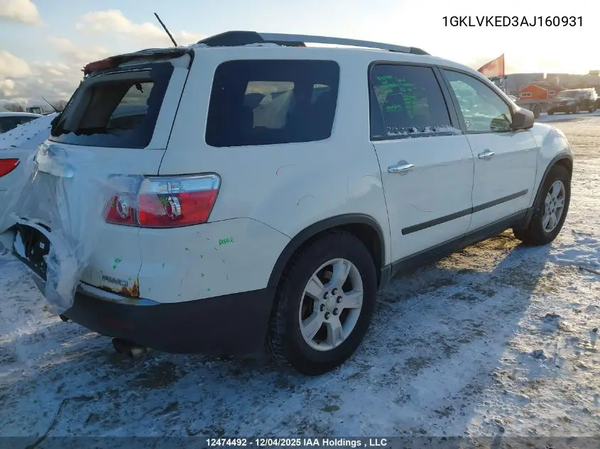 1GKLVKED3AJ160931 2010 GMC Acadia Sle