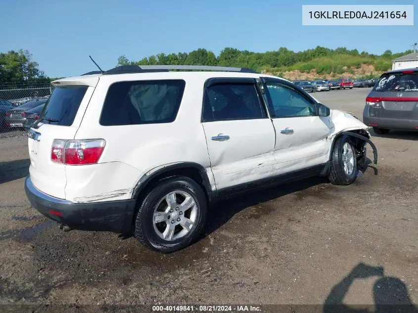 1GKLRLED0AJ241654 2010 GMC Acadia Sle