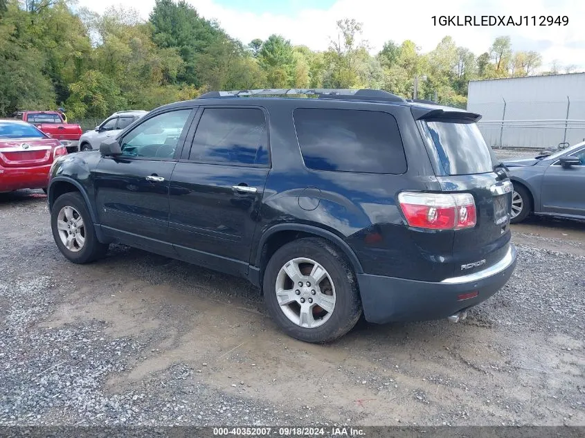 1GKLRLEDXAJ112949 2010 GMC Acadia Sle