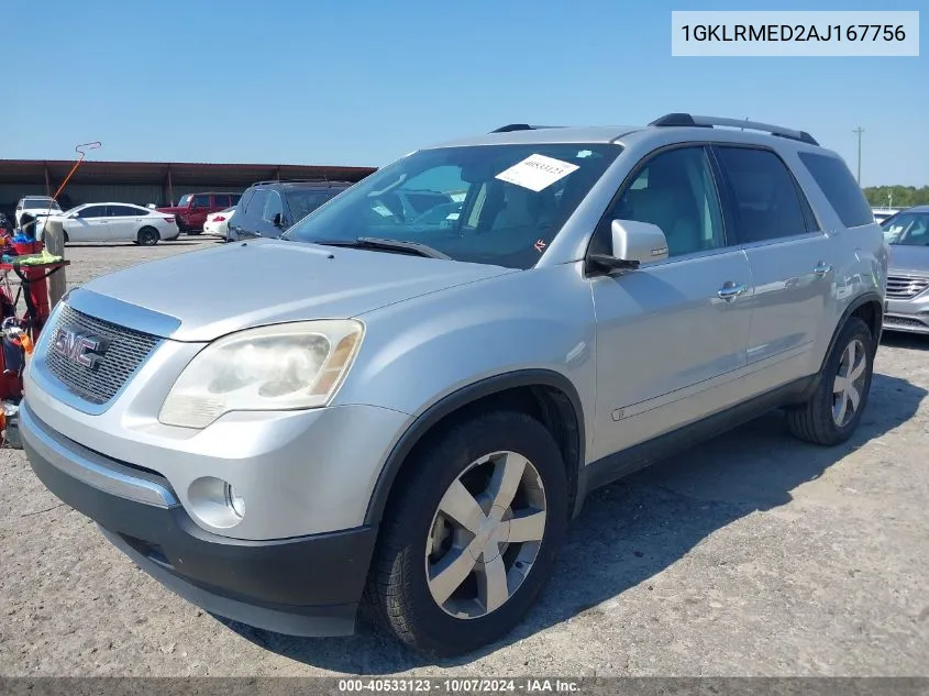 1GKLRMED2AJ167756 2010 GMC Acadia Slt-1