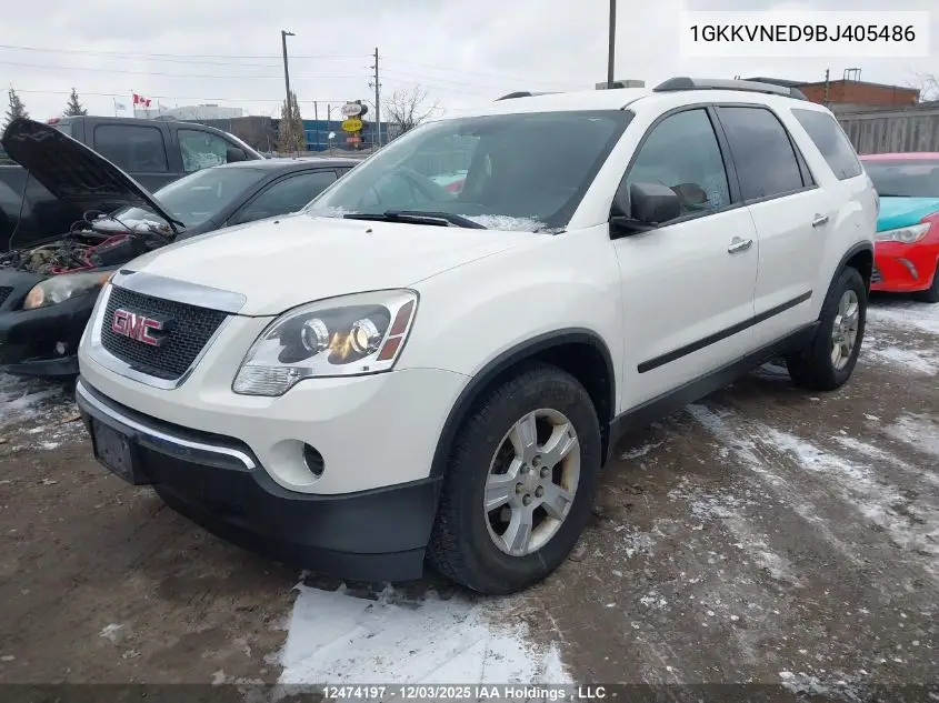 1GKKVNED9BJ405486 2011 GMC Acadia Sle