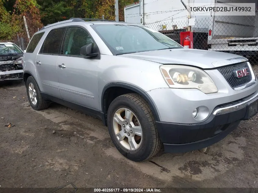 1GKKVPED2BJ149932 2011 GMC Acadia Sle