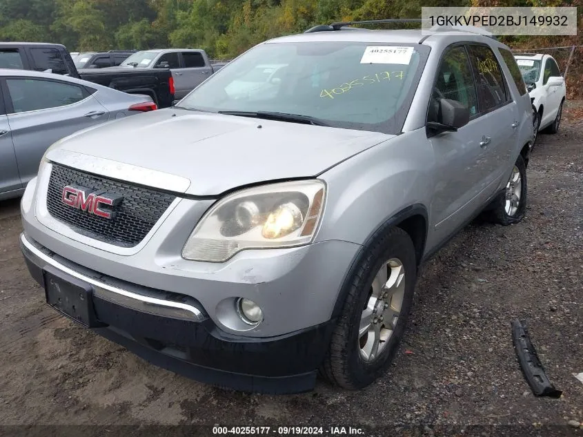 1GKKVPED2BJ149932 2011 GMC Acadia Sle