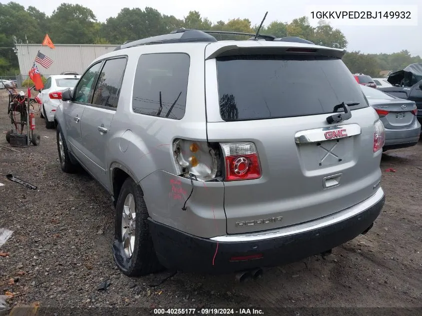 1GKKVPED2BJ149932 2011 GMC Acadia Sle