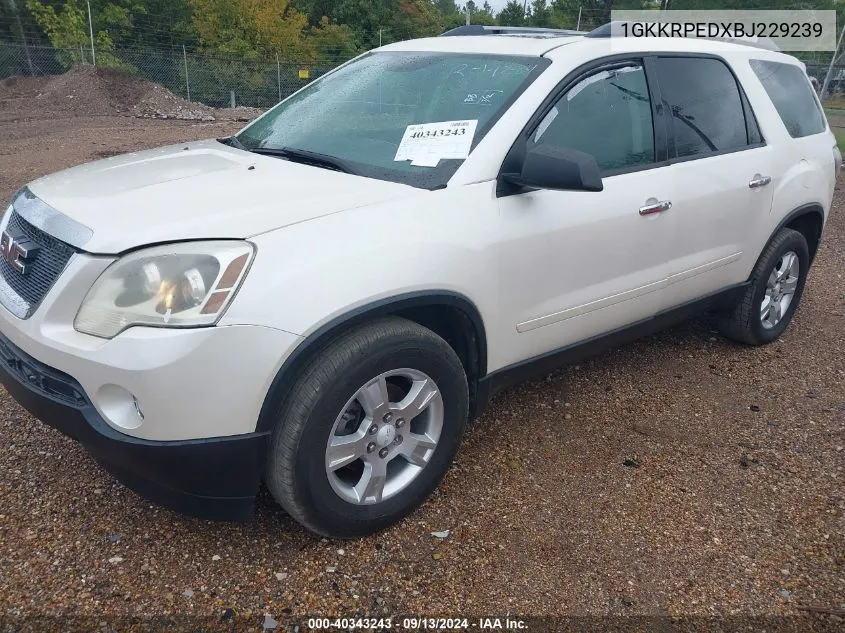 1GKKRPEDXBJ229239 2011 GMC Acadia Sle