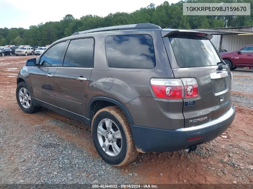 1GKKRPED9BJ159670 2011 GMC Acadia Sle