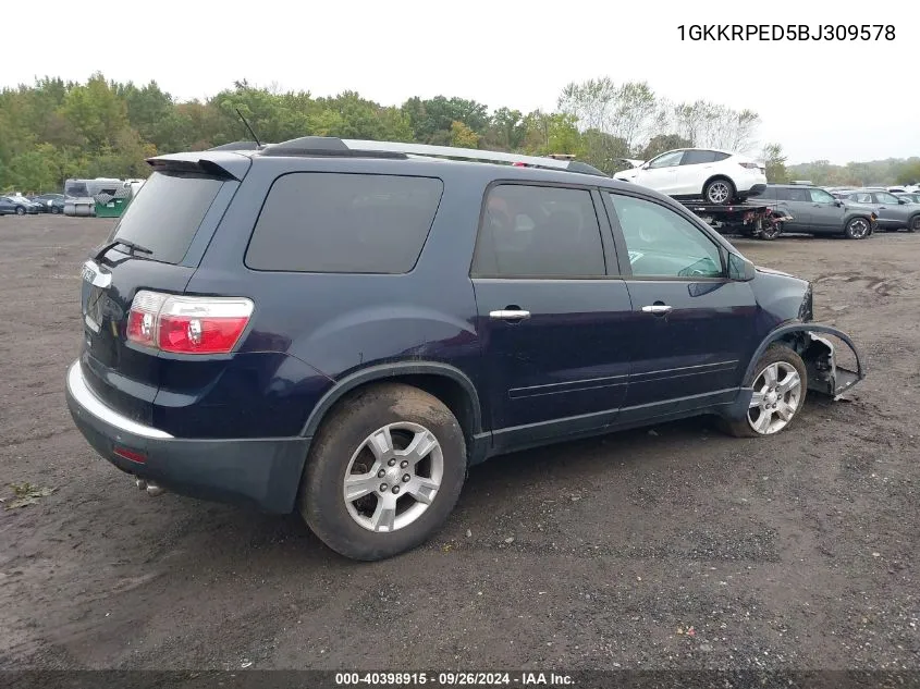 1GKKRPED5BJ309578 2011 GMC Acadia Sle