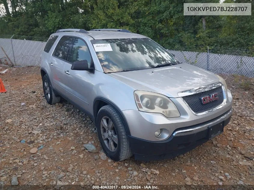 1GKKVPED7BJ228707 2011 GMC Acadia Sle