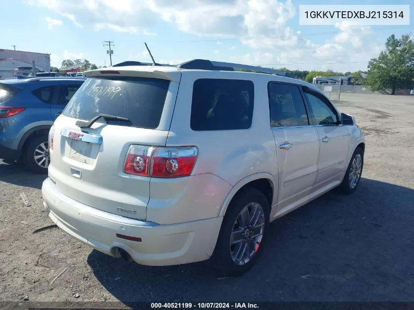 1GKKVTEDXBJ215314 2011 GMC Acadia Denali