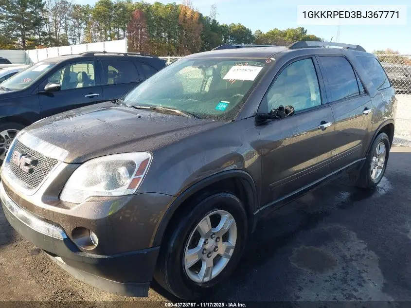 1GKKRPED3BJ367771 2011 GMC Acadia Sle