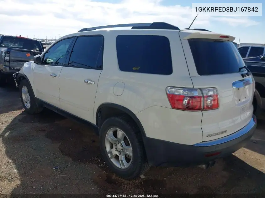 1GKKRPED8BJ167842 2011 GMC Acadia Sle