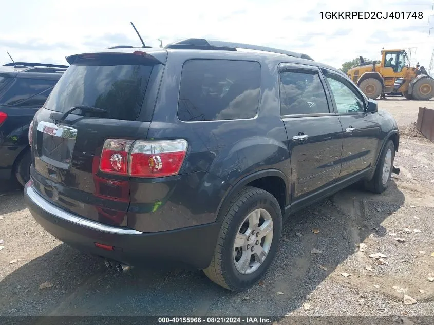 1GKKRPED2CJ401748 2012 GMC Acadia Sle