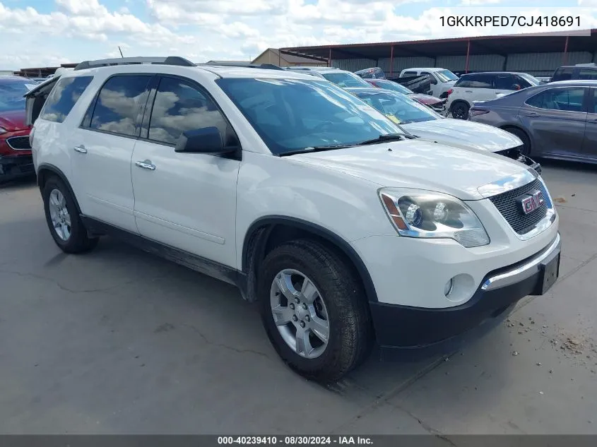 1GKKRPED7CJ418691 2012 GMC Acadia Sle