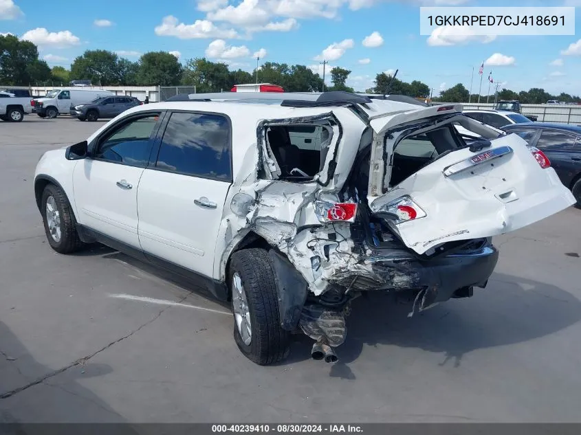 1GKKRPED7CJ418691 2012 GMC Acadia Sle