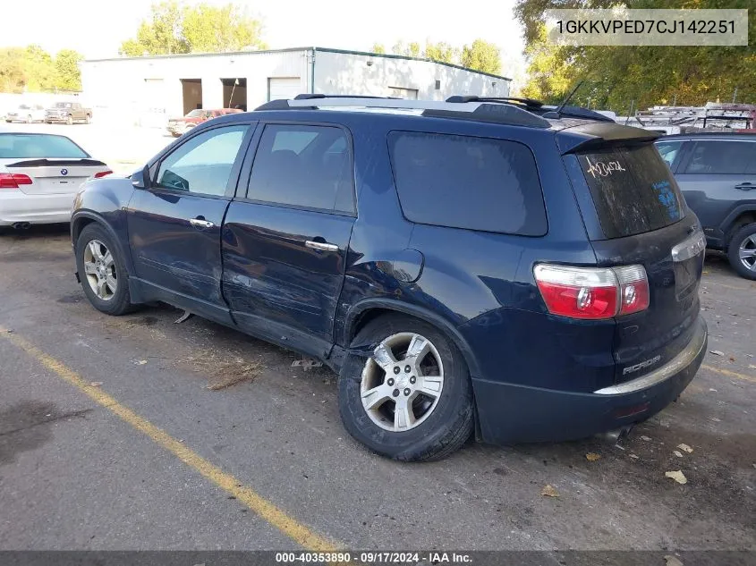 1GKKVPED7CJ142251 2012 GMC Acadia Sle