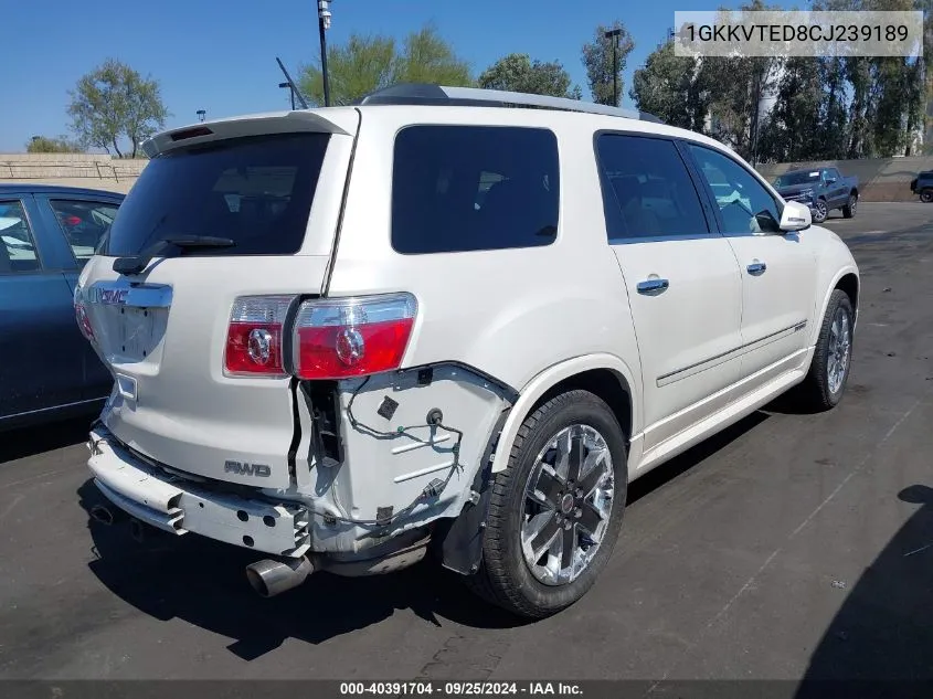 1GKKVTED8CJ239189 2012 GMC Acadia Denali