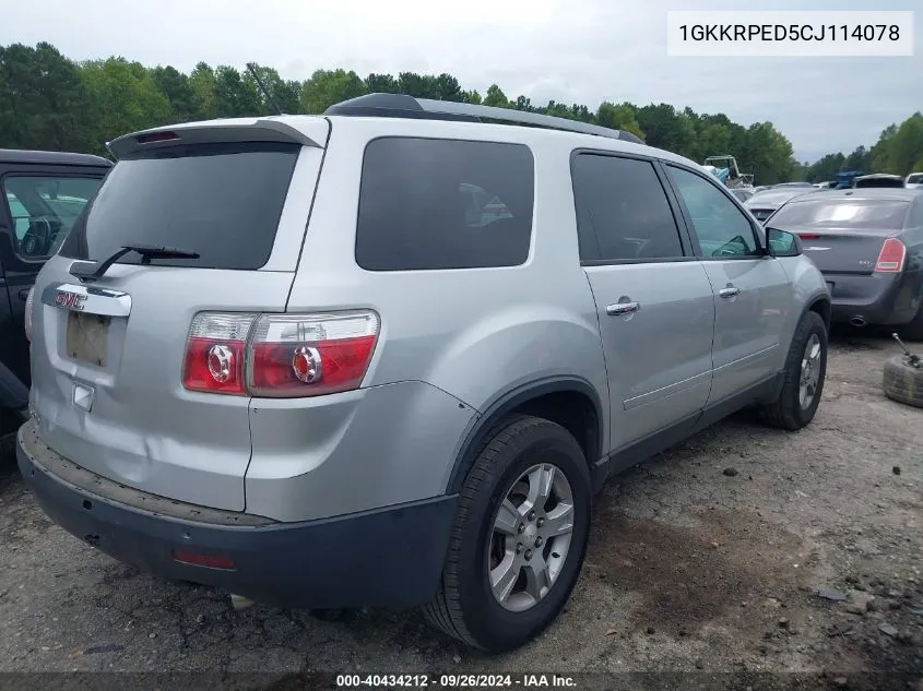 1GKKRPED5CJ114078 2012 GMC Acadia Sle