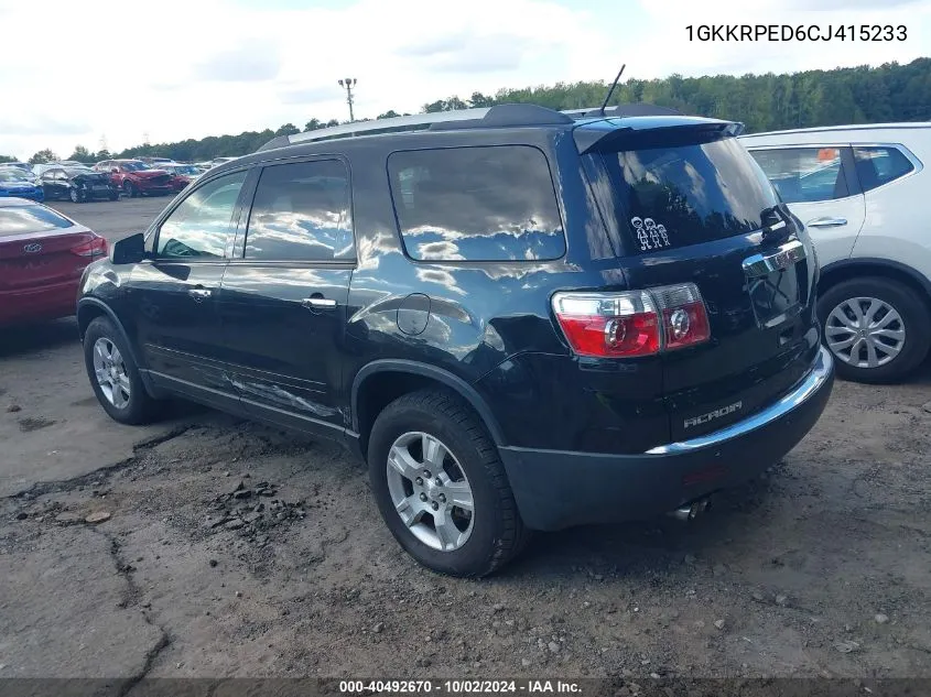 1GKKRPED6CJ415233 2012 GMC Acadia Sle