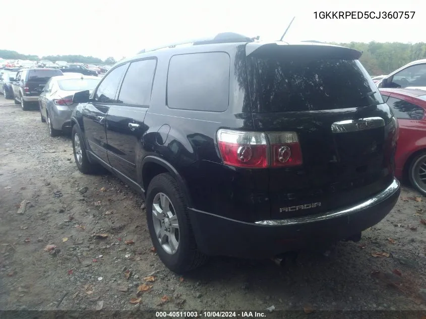 1GKKRPED5CJ360757 2012 GMC Acadia Sle