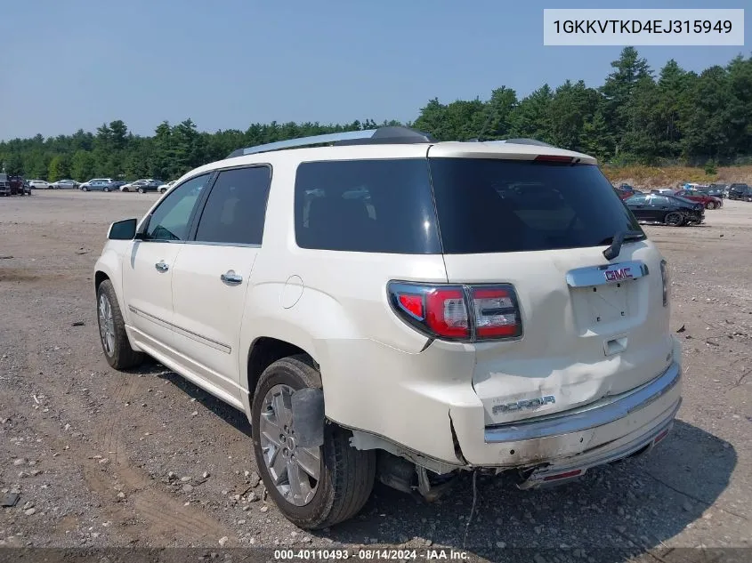 1GKKVTKD4EJ315949 2014 GMC Acadia Denali