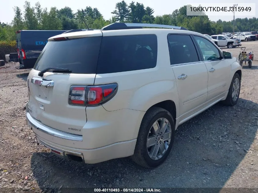 1GKKVTKD4EJ315949 2014 GMC Acadia Denali