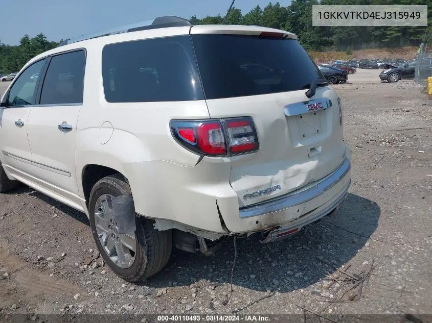 1GKKVTKD4EJ315949 2014 GMC Acadia Denali