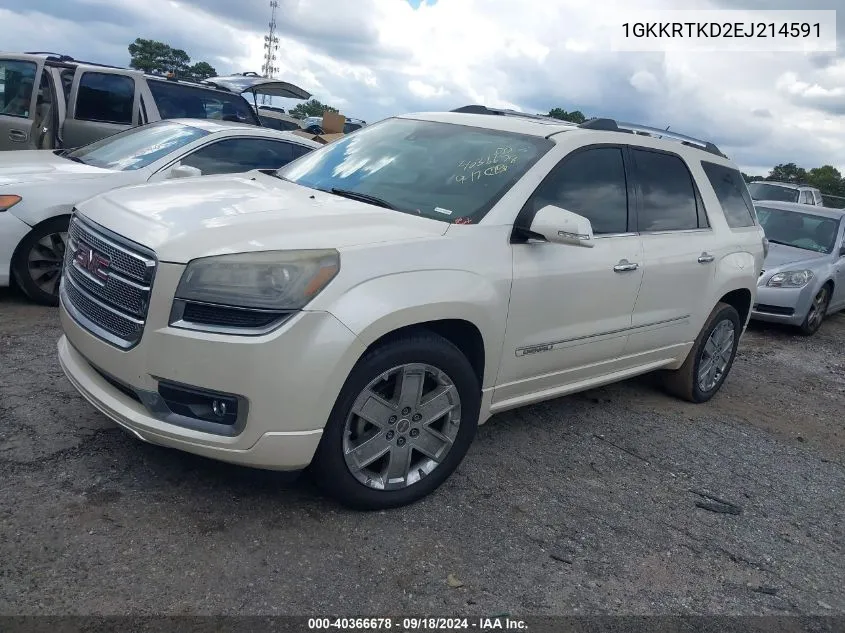 1GKKRTKD2EJ214591 2014 GMC Acadia Denali