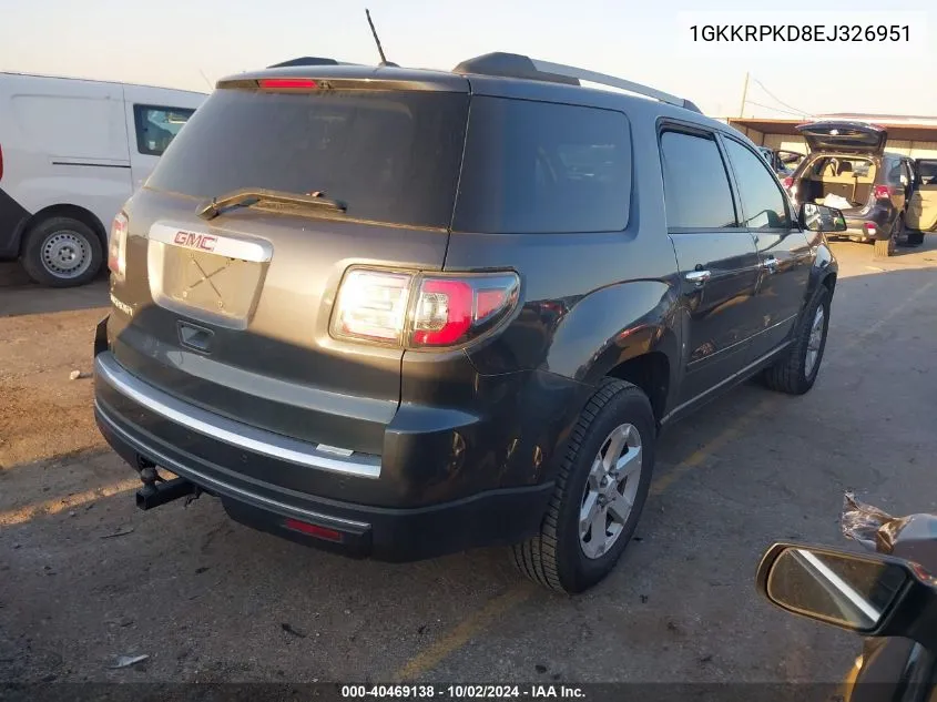 1GKKRPKD8EJ326951 2014 GMC Acadia Sle-2