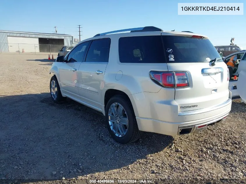 1GKKRTKD4EJ210414 2014 GMC Acadia Denali