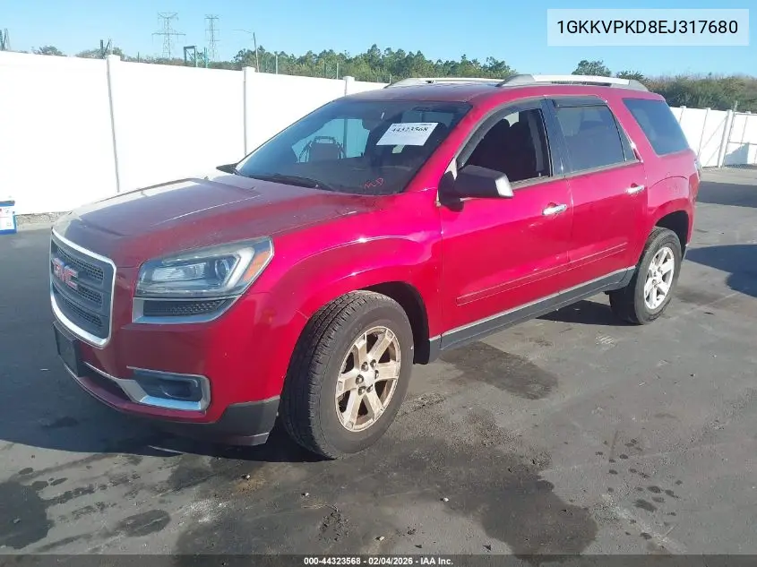 1GKKVPKD8EJ317680 2014 GMC Acadia Sle-2
