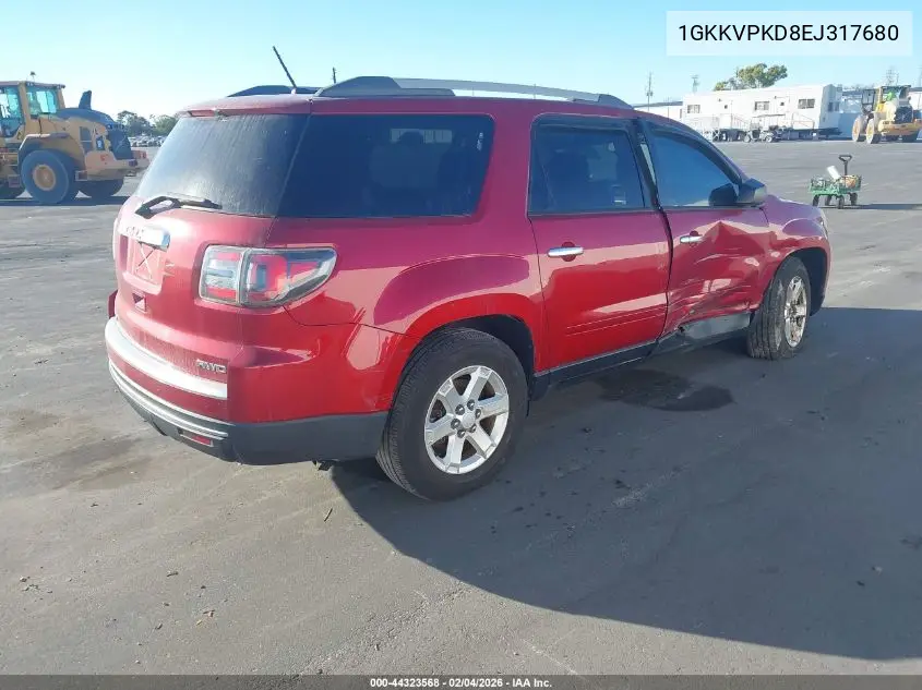 1GKKVPKD8EJ317680 2014 GMC Acadia Sle-2
