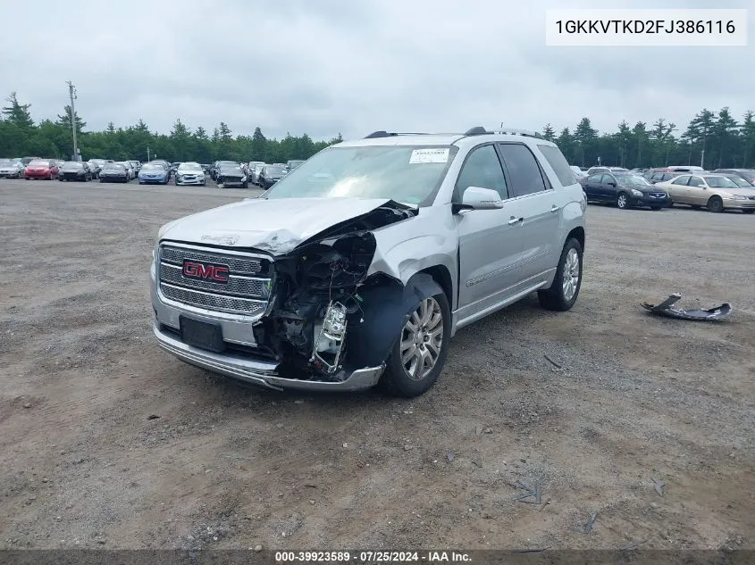 1GKKVTKD2FJ386116 2015 GMC Acadia Denali