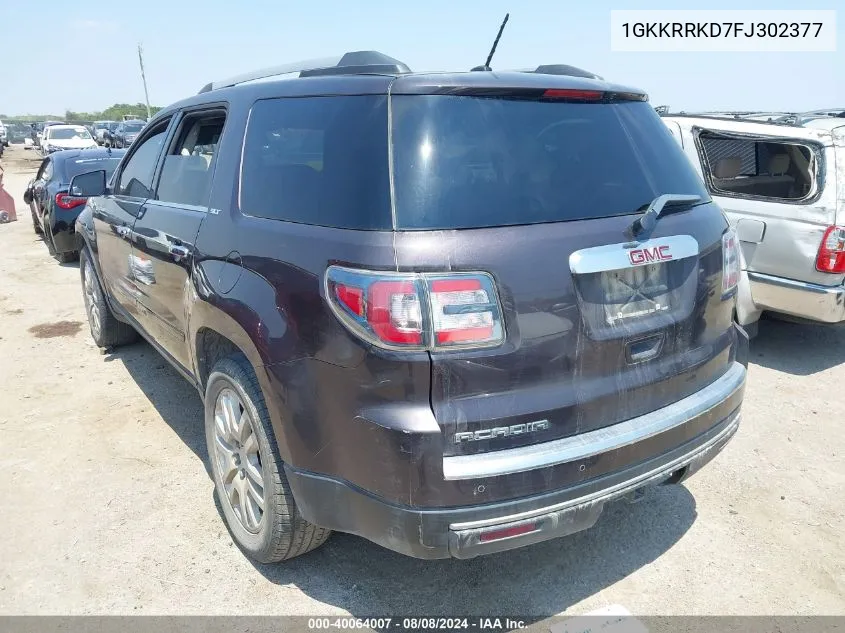 1GKKRRKD7FJ302377 2015 GMC Acadia Slt-1