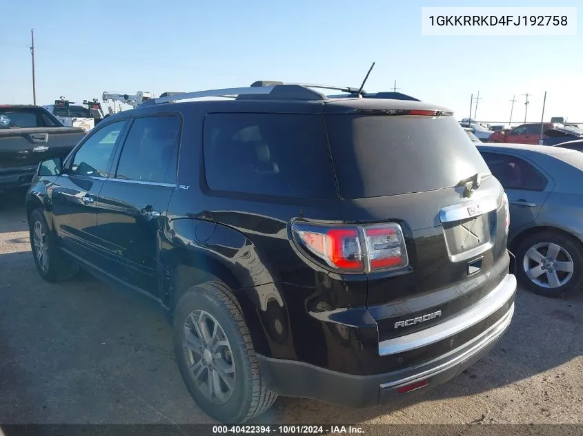 1GKKRRKD4FJ192758 2015 GMC Acadia Slt-1