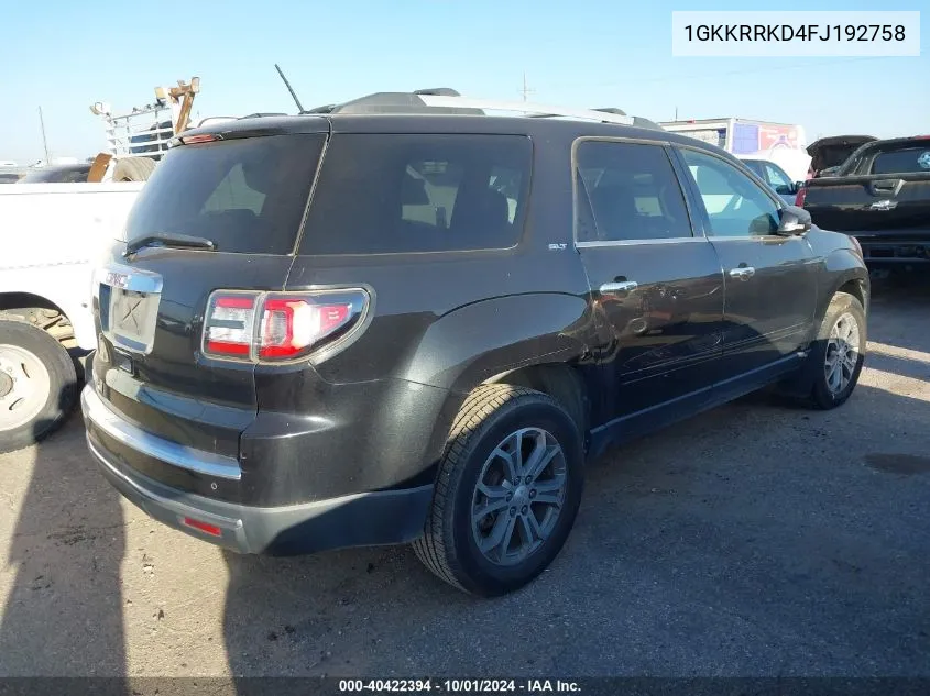 1GKKRRKD4FJ192758 2015 GMC Acadia Slt-1