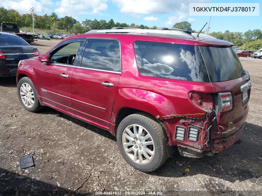 1GKKVTKD4FJ378017 2015 GMC Acadia Denali