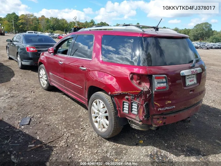 1GKKVTKD4FJ378017 2015 GMC Acadia Denali