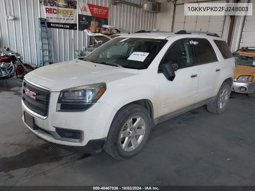 1GKKVPKD2FJ248003 2015 GMC Acadia Sle-2