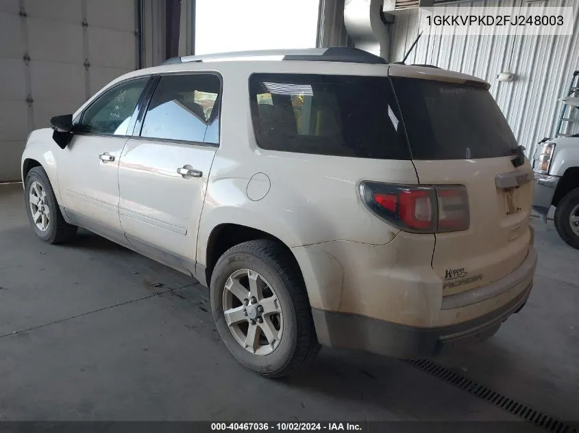 1GKKVPKD2FJ248003 2015 GMC Acadia Sle-2