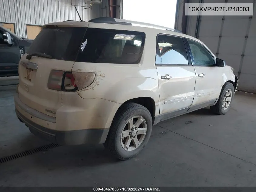 1GKKVPKD2FJ248003 2015 GMC Acadia Sle-2