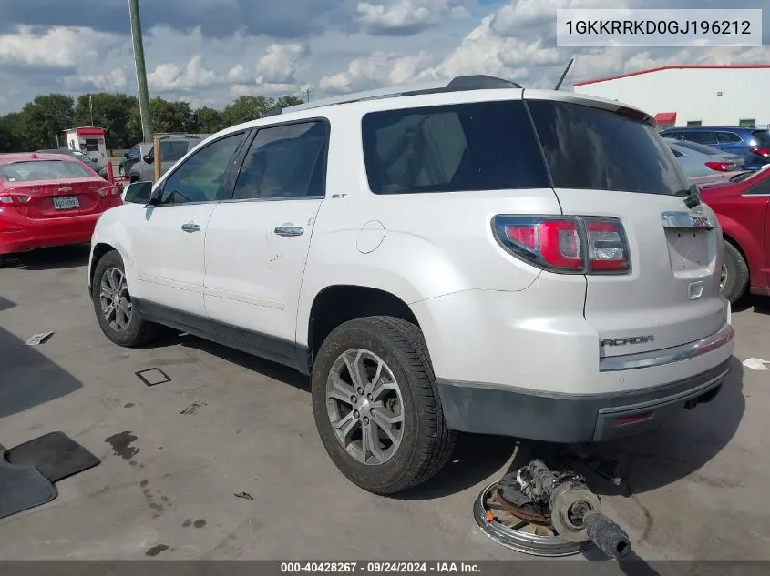 1GKKRRKD0GJ196212 2016 GMC Acadia Slt-1