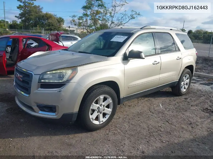 1GKKRPKD8GJ162443 2016 GMC Acadia Sle-2